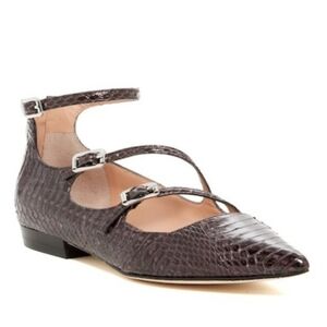 Sigerson Morrison Snakeskin Buckle Strap Flat Women size 8 B